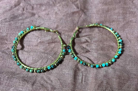 SALE PRICE $30 Stone Boho Large Hoops