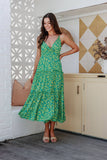 DRESS - tiered green floral
