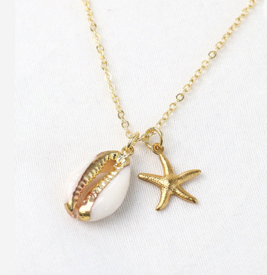 SPECIAL PRICE $30 Necklace - gold plated Cowrie Shell with pendant