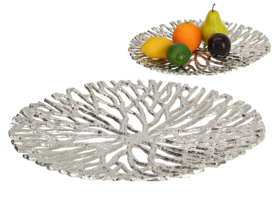 SALE PRICE $50 35cm Silver Coral Decor Platter