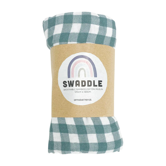 CLEARANCE PRICE $20 Bamboo/Cotton Baby Swaddle/Wrap - Gingham (MAY DELIVERY)