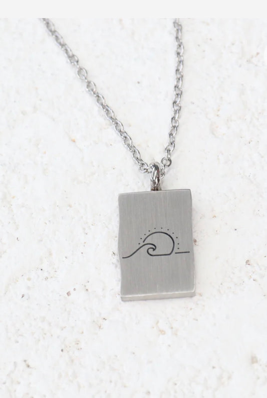 SPECIAL PRICE $30 Necklace - Ride The Waves Stainless Steel Pendant