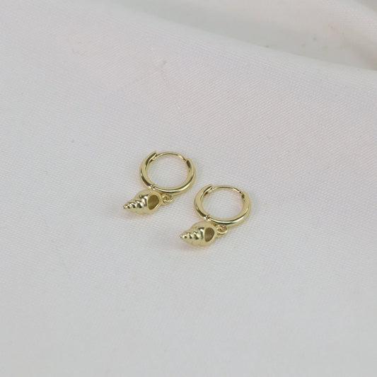 SALE PRICE $30 Earrings - Spiral Shell, Gold Plated and Sterling Silver Hoop Earrings