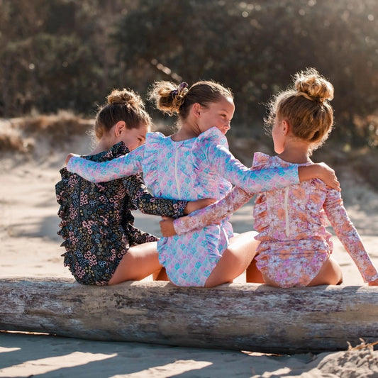 CLEARANCE PRICE $45 Girls Swimwear - 1pc Solid Back - TESSA