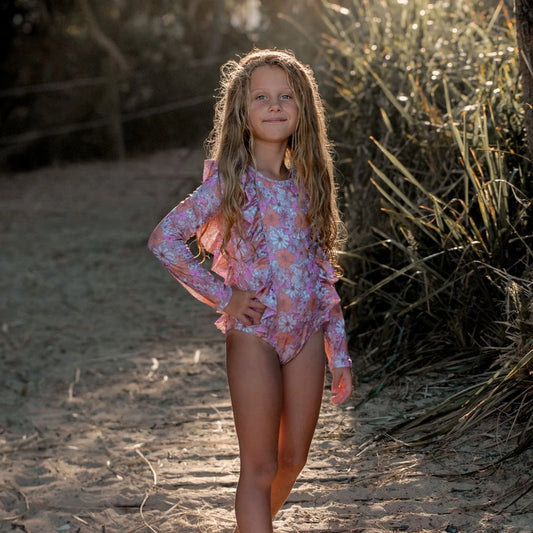 CLEARANCE PRICE $45 Girls Swimwear - 1pc Solid Back - TESSA