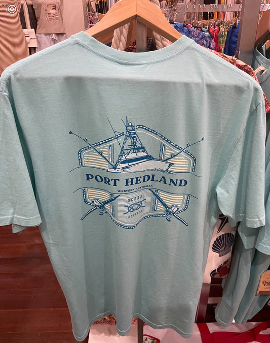 SALE PRICE $35 Port Hedland Mens Tee - Charter Splice Turquoise