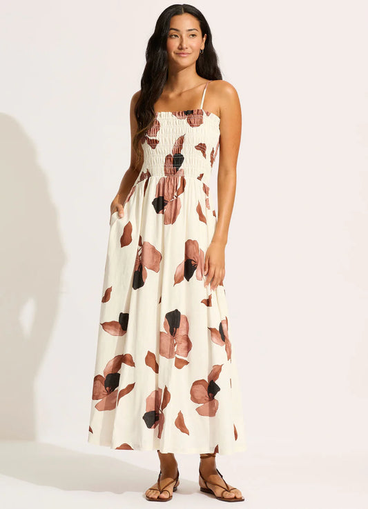 SALE PRICE $50 Shirred Maxi Dress - Secret Garden