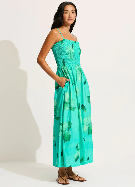 SALE PRICE $50 Shirred Maxi Dress - Secret Garden