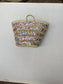 SALE PRICE $75 Colorful sequin straw bag ,woven bag ,straw tote bag